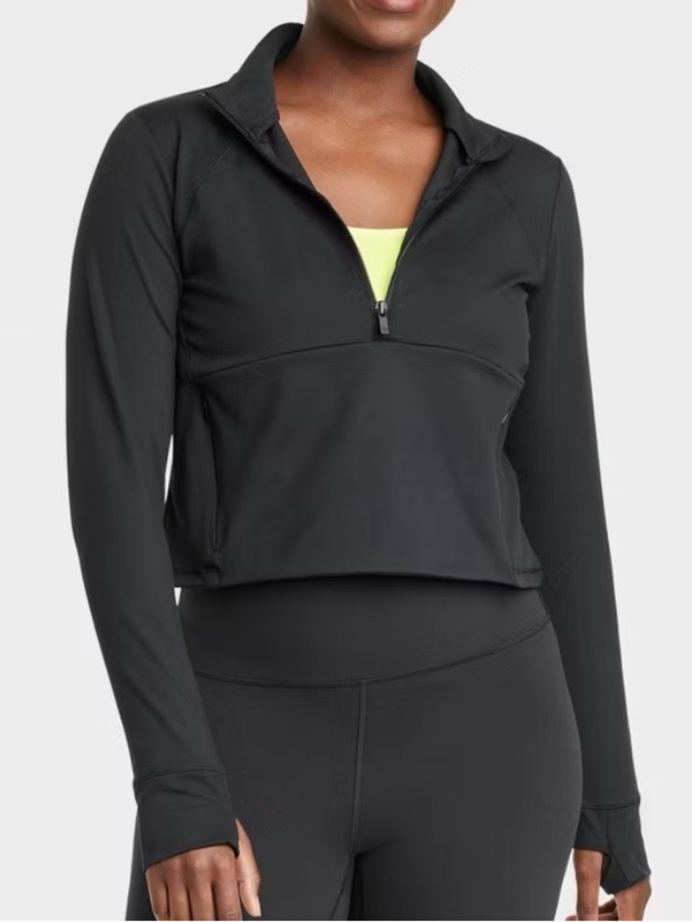 All In Motion Pullover Crop Jacket Half Zip Top Long Sleeve Womens Medium